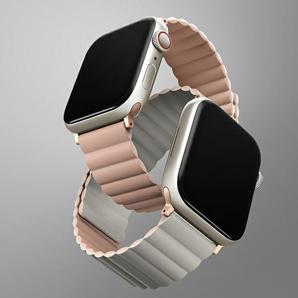 207047_3 Uniq Revix Magnetic Strap for Apple Watch 42 / 44 / 45 / 49 mm - Pink and Whiteeng