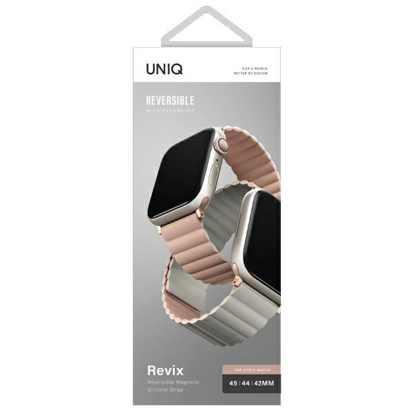 207047_8 Uniq Revix Magnetic Strap for Apple Watch 42 / 44 / 45 / 49 mm - Pink and Whiteeng