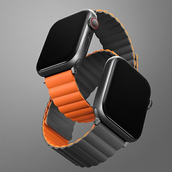 Uniq Revix Magnetic Strap for Apple Watch 42 / 44 / 45 / 49 mm - Black and Orangeeng
