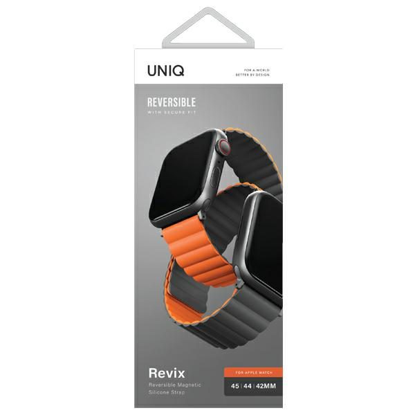 Uniq Revix Magnetic Strap for Apple Watch 42 / 44 / 45 / 49 mm - Black and Orangeeng