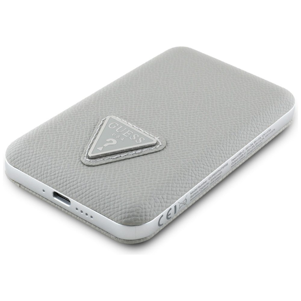 Guess Grained Triangle Power Bank with MagSafe 5000mAh 15W USB-C - Beigeeng