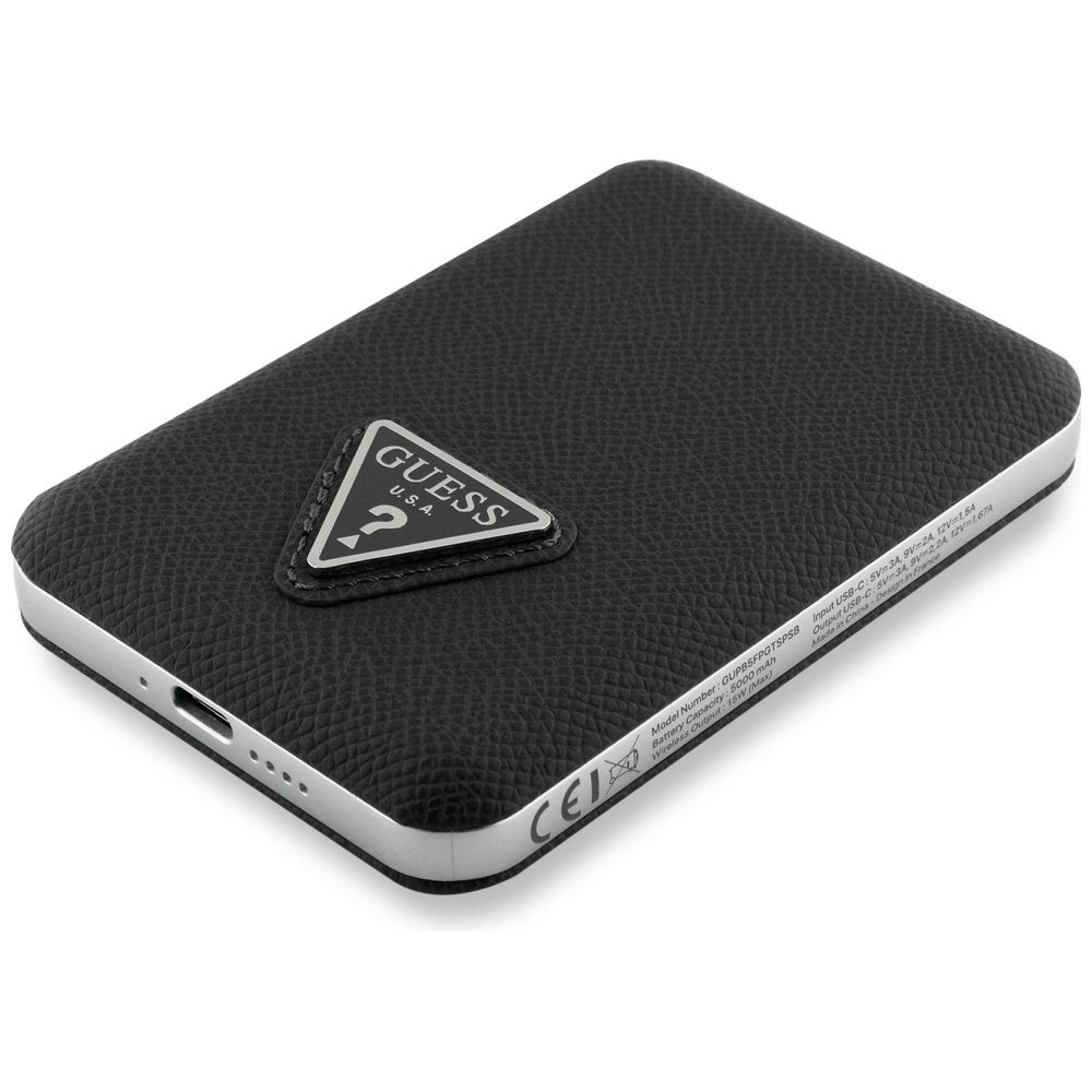 Guess Grained Triangle Powerbank with MagSafe 5000mAh 15W USB-C - blackeng