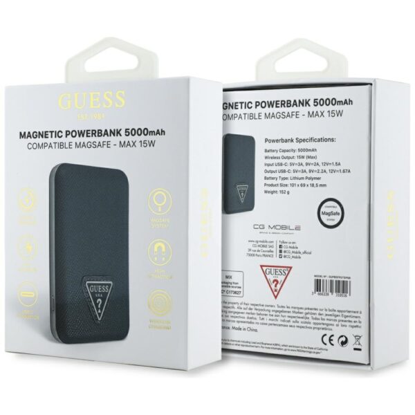 Guess Grained Triangle Powerbank with MagSafe 5000mAh 15W USB-C - blueeng