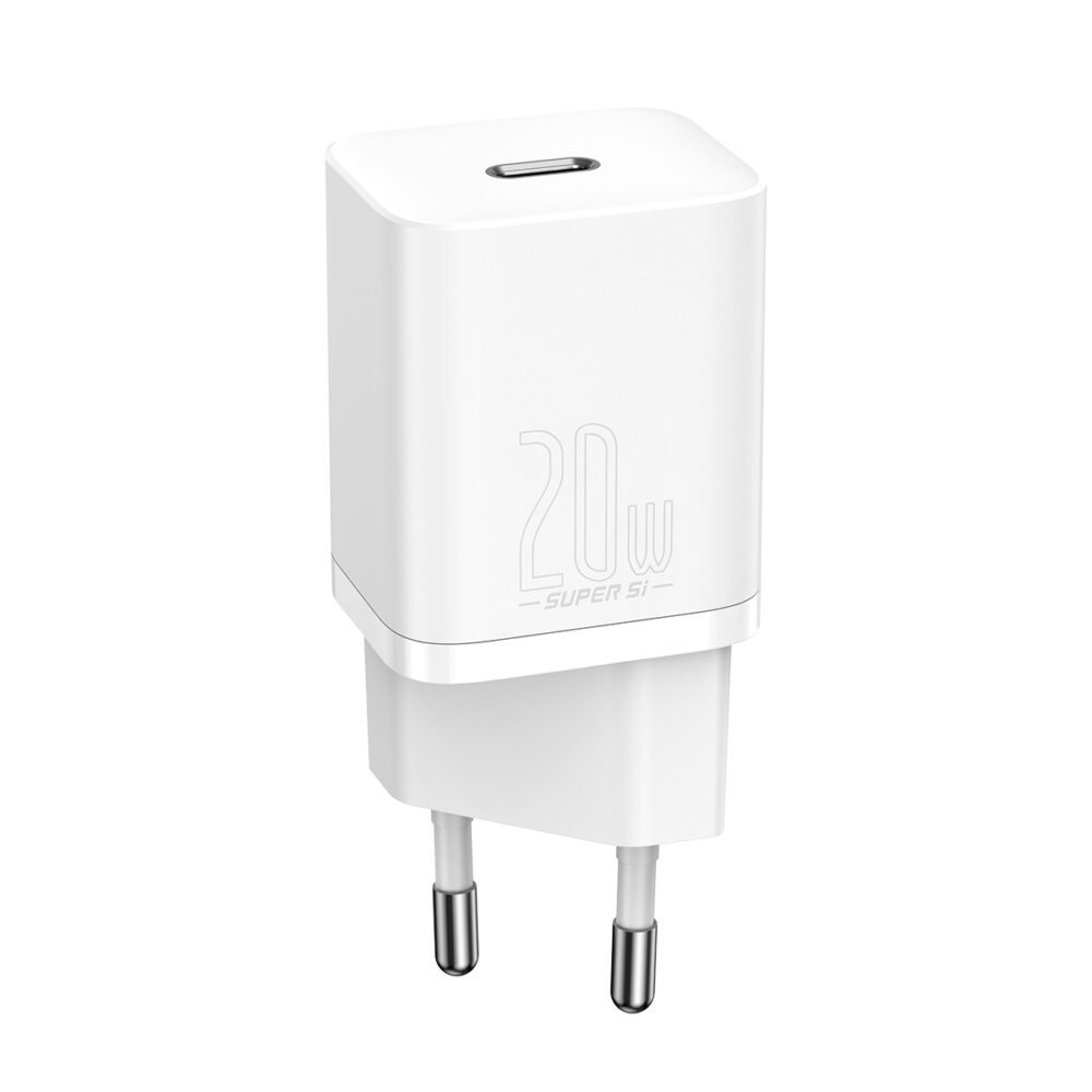 Baseus wall charger Super Si PD 20W 1x USB-C white + USB-C - Lightning cable