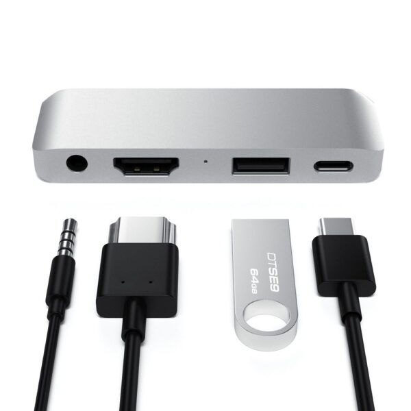 Adapter HUB 4in1 USB C Satechi Mobile Pro Hub ST-TCMPHS silver