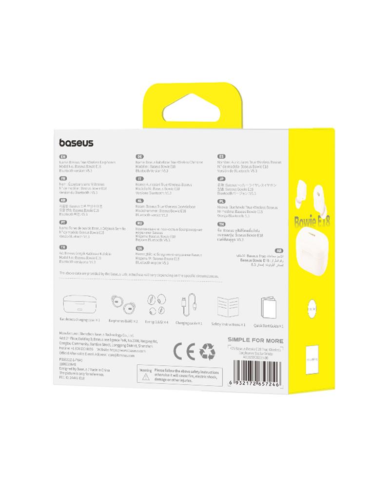 Baseus Bowie E18 True Wireless Earphones Stellar White
