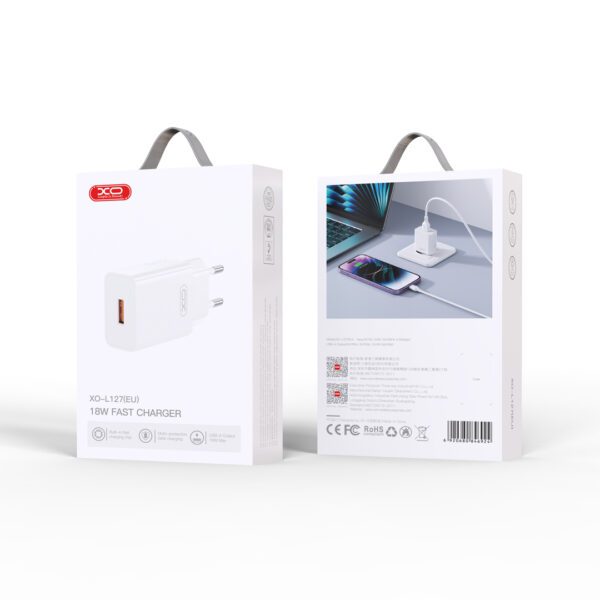 XO L127 WALL CHARGER USB QC 18W WHITE
