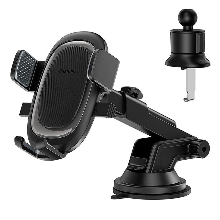 BASEUS ULTRACONTROL PRO CAR MOUNT – CLAMP HOLDER WITH SUCTION CUP/VENT HOOK – BLACK