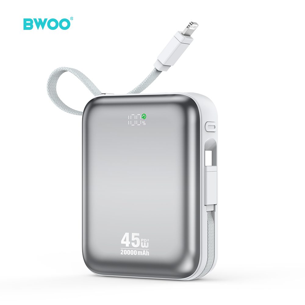 BWOO 20000mAh Fast Charging Power Bank PD45W With Type C Lightning Cable P78