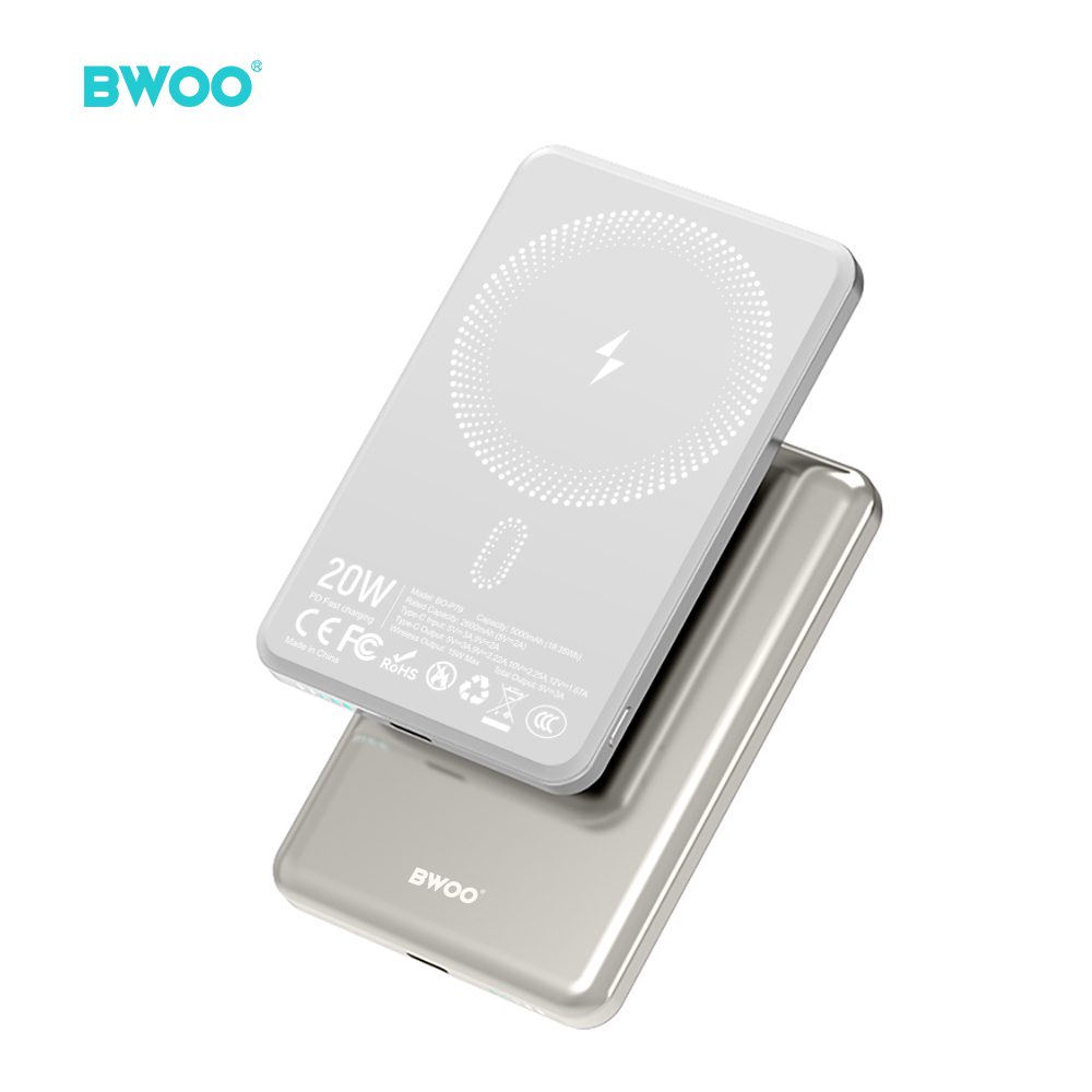 BWOO Ultra Slim Power Bank 5000mAh with magnetic charging P79 Gold