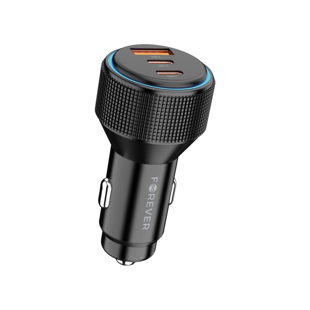 Forever CC-07-66ACC PD QC car charger 1x USB-A 2x USB-C 66W black