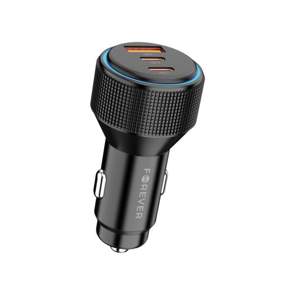 Forever CC-07-66ACC PD QC car charger 1x USB-A 2x USB-C 66W black
