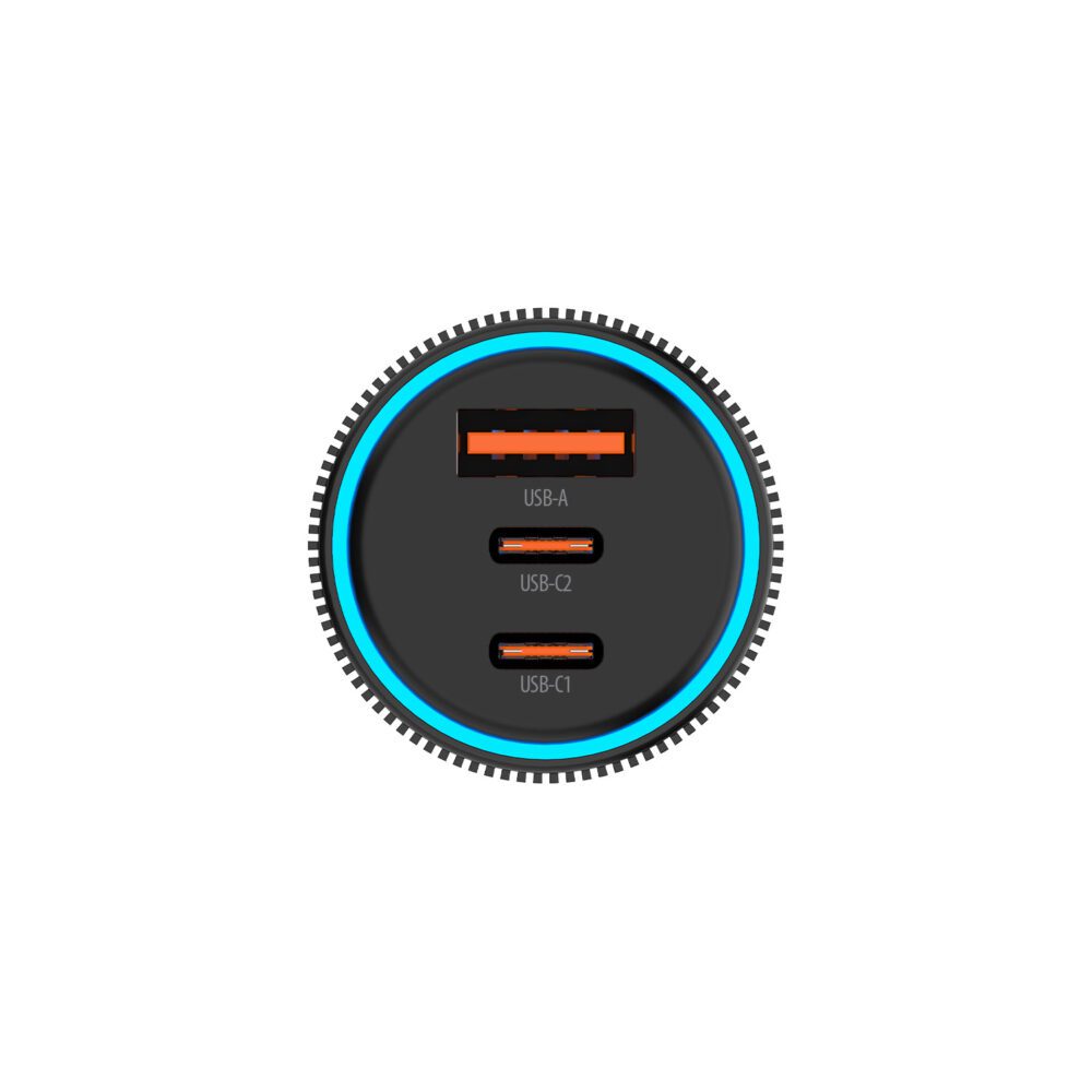 Forever CC-07-66ACC PD QC car charger 1x USB-A 2x USB-C 66W black