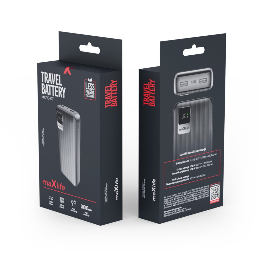 Maxlife power bank MXPB-07 20000 mAh black