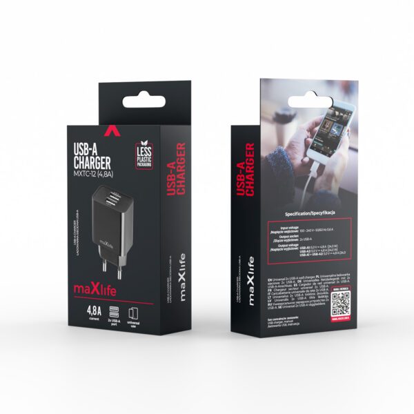 Maxlife MXTC-12 charger 1x USB-A 4,8A black