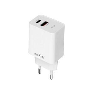 Maxlife MXTC-13-20AC PD QC charger 1x USB-C 1x USB 20W white