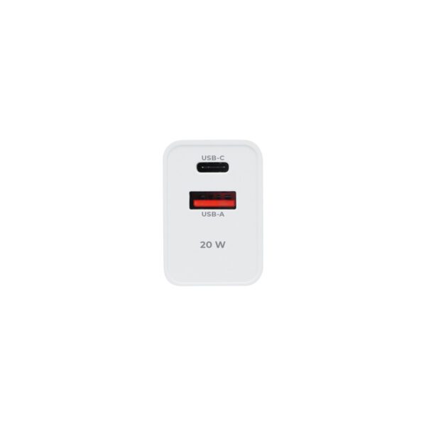 Maxlife MXTC-13-20AC PD QC charger 1x USB-C 1x USB 20W white