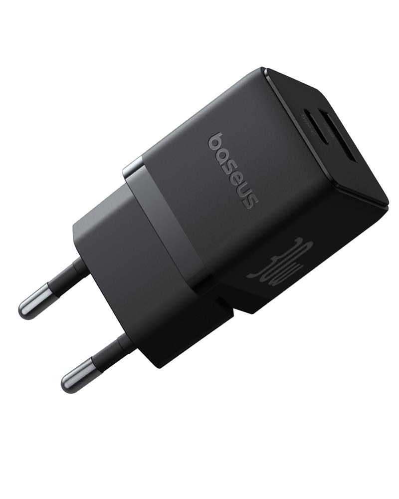 Baseus Palm Fast Charger Wall Charger 30W USB-C USB-A EU Cluster Black