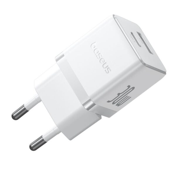 Baseus Palm Fast Charger Wall Charger 30W USB-C USB-A EU Moon White