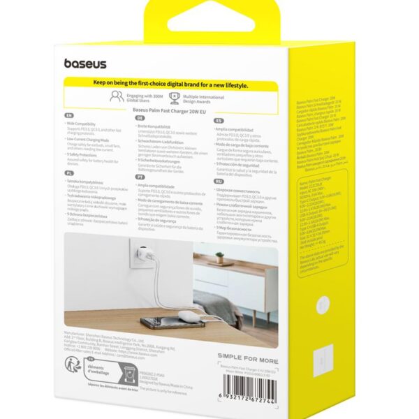Baseus Palm fast charger 1C 20W USB-C USB Moon White