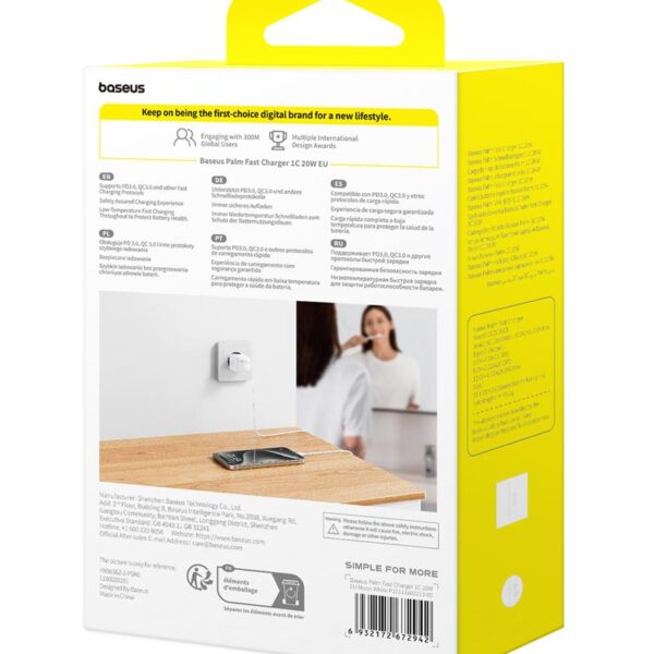 Baseus Palm fast charger 1C 20W USB-C Moon White