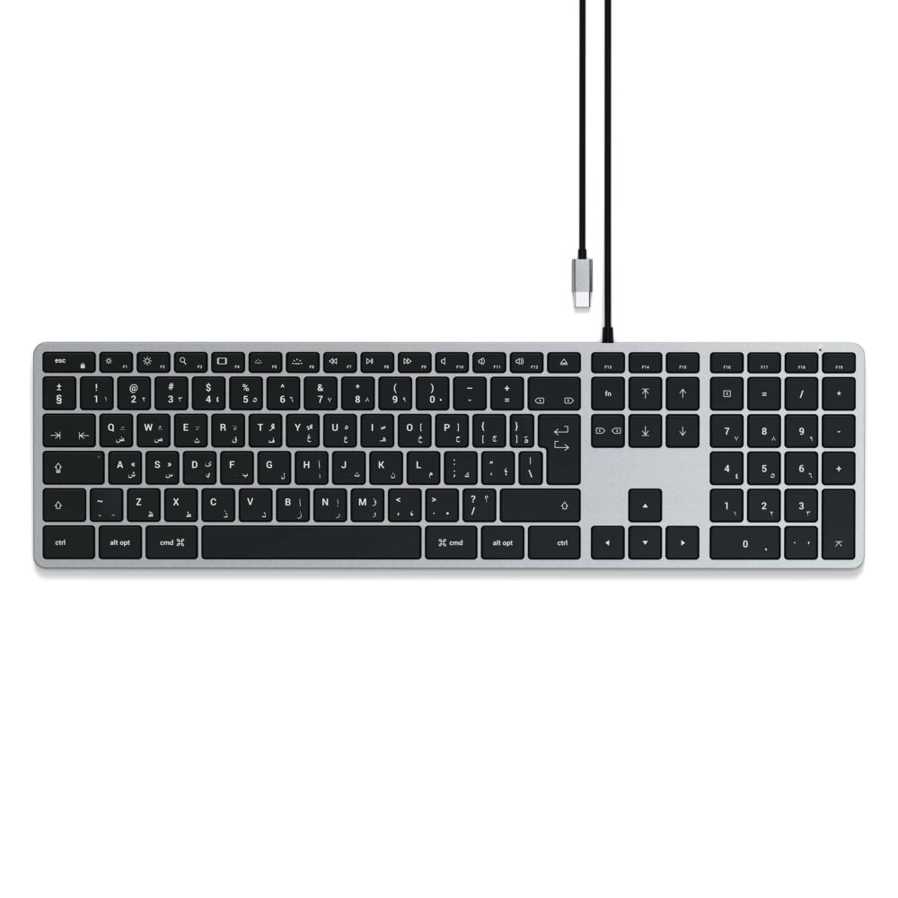 Wire keyboard USB C QWERTY Satechi Slim W3 Wired ST-UCSW3M space gray