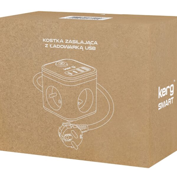 9e4680e108b6ee8468da6bc8dcf36616 KERG 3-socket power cube + USB-A+USB-C charger 1.5m 3×1.5mm2 H05VV-F 16A/250V~ Smart white