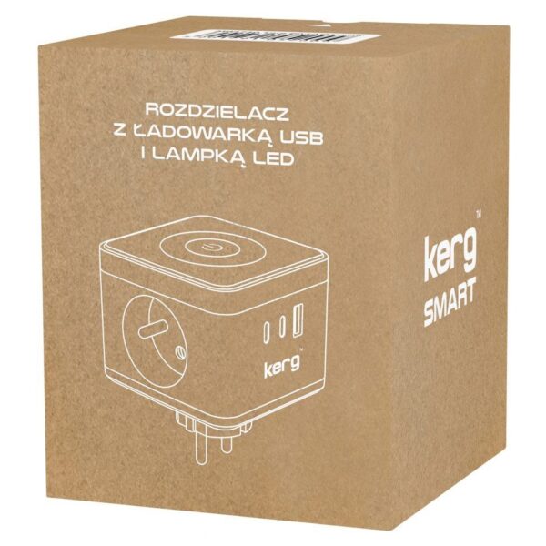 a5b0e08888e02ae35251761d55f27d24 KERG Smart 2-socket power cube + USB-A + USB-C charger + LED lamp 16A/250V~ white