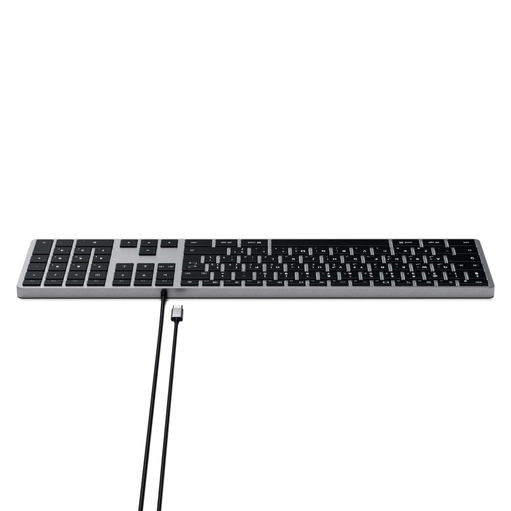 Wire keyboard USB C QWERTY Satechi Slim W3 Wired ST-UCSW3M space gray