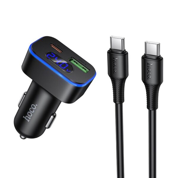 Car charger Hoco USB A + USB C PD QC3.0 48W + cable USB C to C Z63B black