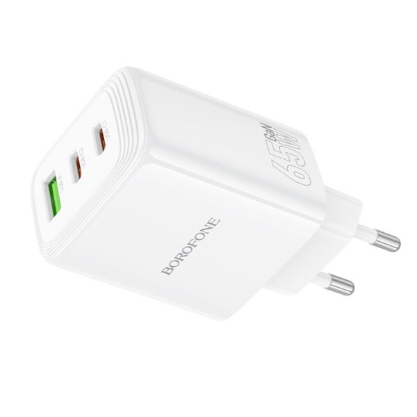 Borofone Wall charger BN32 Cargador GaN - USB + 2xType C - QC 3.0 PD 65W white