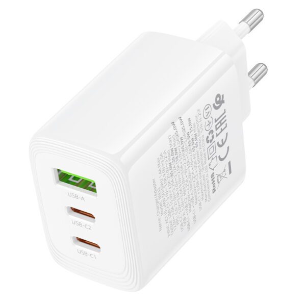 Borofone Wall charger BN32 Cargador GaN - USB + 2xType C - QC 3.0 PD 65W white