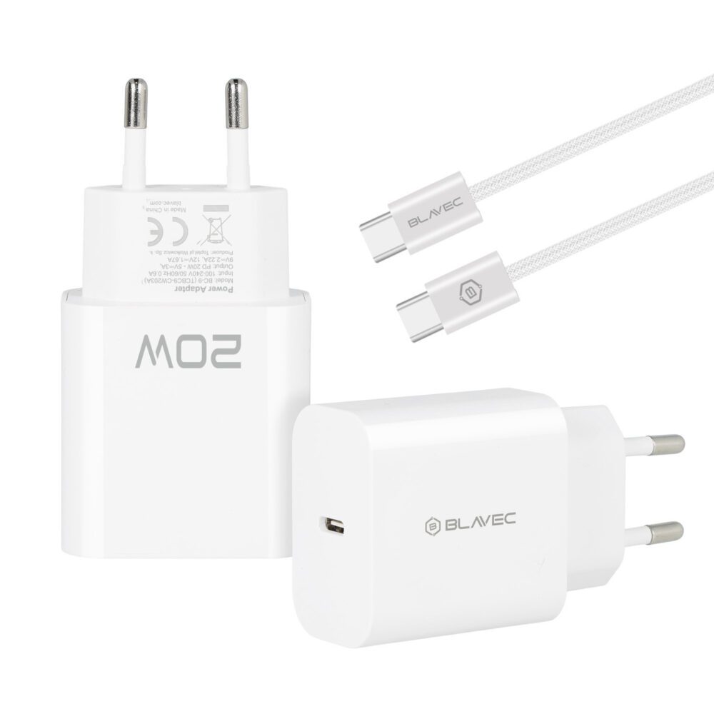 Blavec Wall charger BC-9 - Type C - PD 20W 3A with Type C to Type C cable (TCBC9-CW203A+CC) white