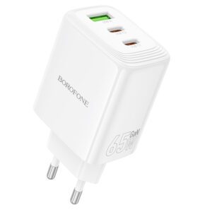 Borofone Wall charger BN32 Cargador GaN - USB + 2xType C - QC 3.0 PD 65W white