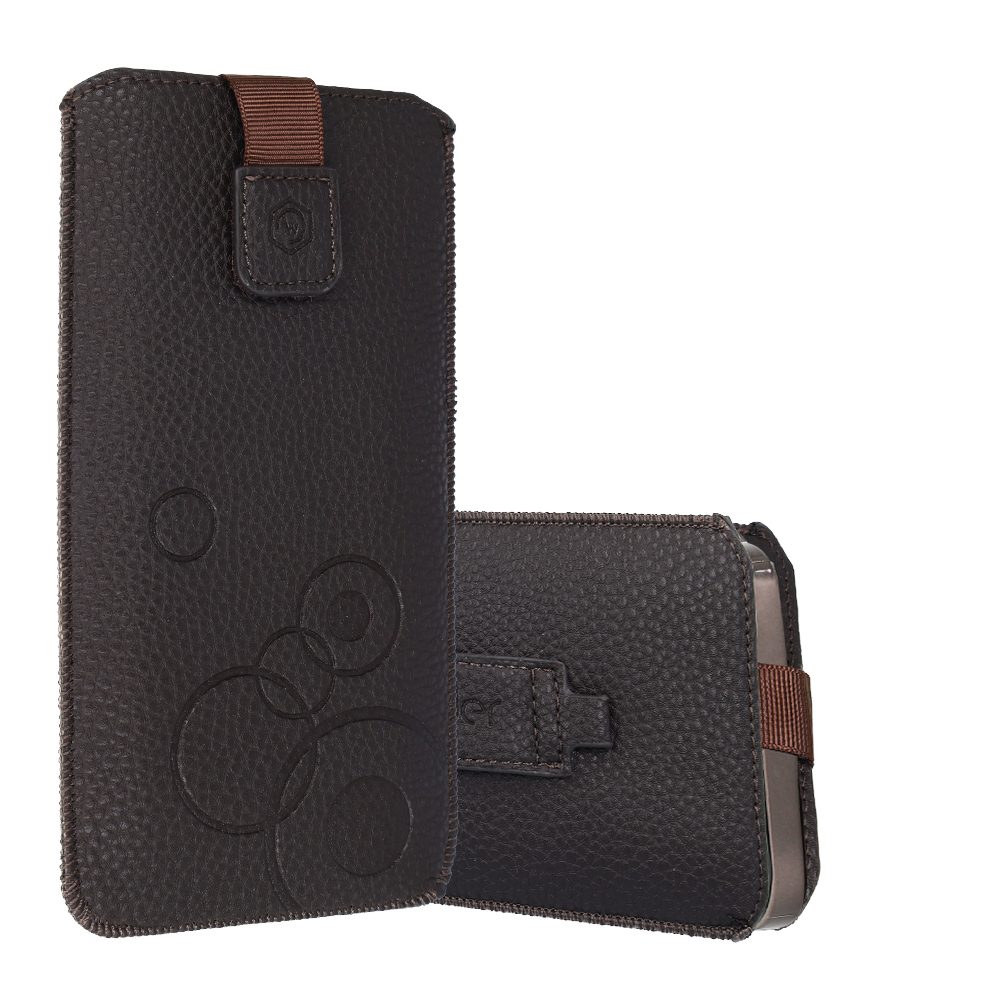 WONDER Deko Pouch Case (Size L) for Iphone 13 Mini/12 Mini/SE 2020/2022/7/8 chocolate