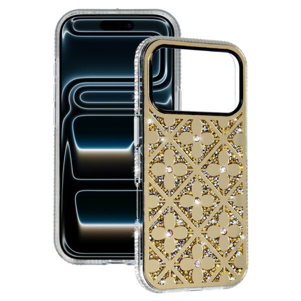 Flower Case for Iphone 16 Pro gold
