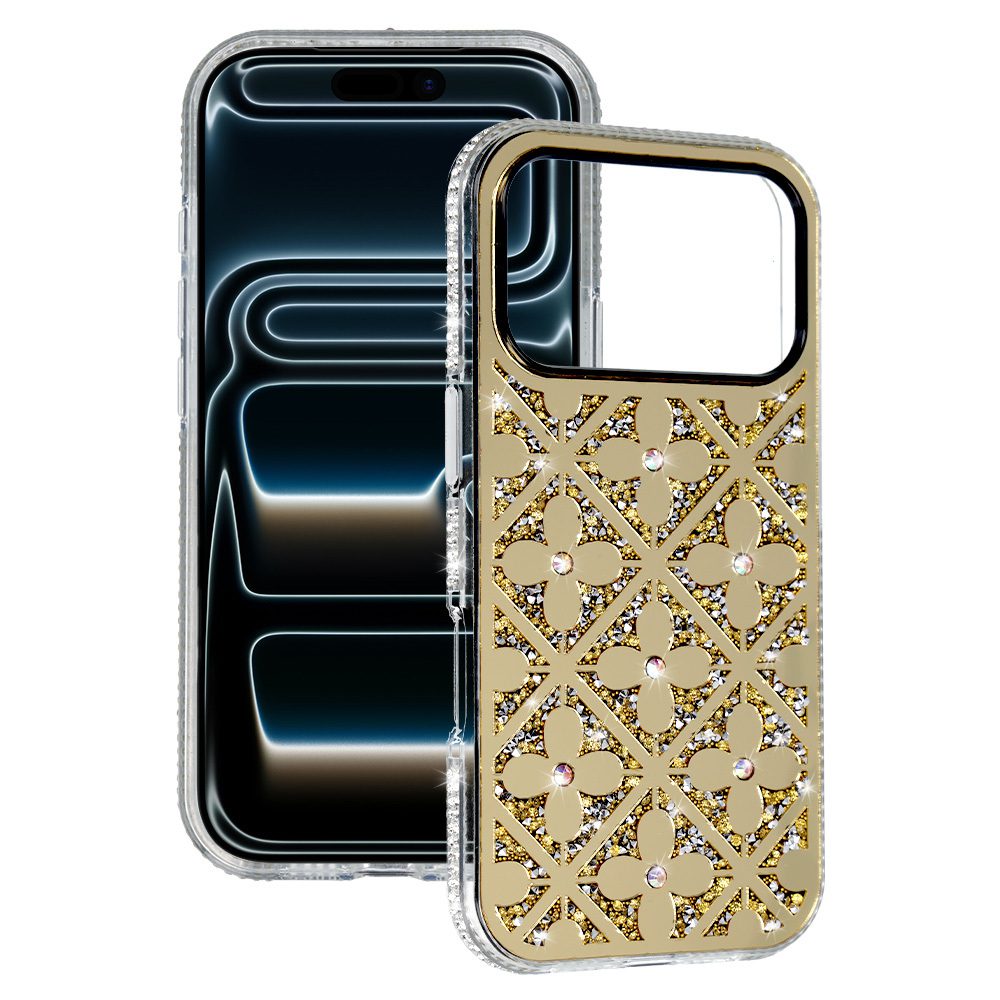 Flower Case for Iphone 16 Pro gold