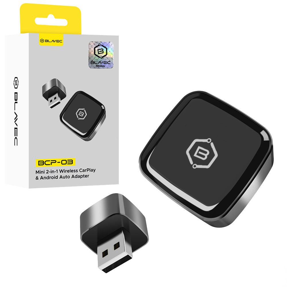 Blavec Adapter Carplay Android Auto wireless BCP-03 - Bluetooth Wifi USB + adapter Type C (CPAABCP03-BWUB) black