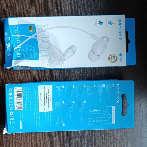 Borofone Earphones BM61 Wanderer with microphone white (damaged packaging)