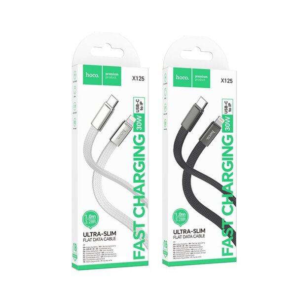 0922e6379daa572192663db10b6437de Flat Cable USB C to USB C Hoco 3A 60W 1 m X125 white