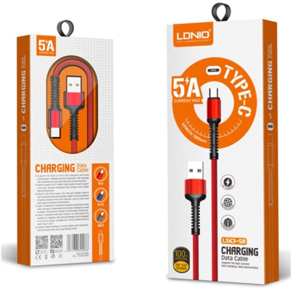 11349 LDNIO LS63C ΚΑΛΩΔΙΟ ΦΟΡΤΙΣΗΣ 5Α TYPE C 1m ΓΚΡΙ