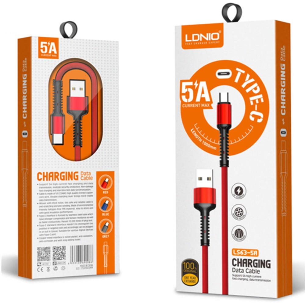 11349 LDNIO LS63C ΚΑΛΩΔΙΟ ΦΟΡΤΙΣΗΣ 5Α TYPE C 1m ΓΚΡΙ