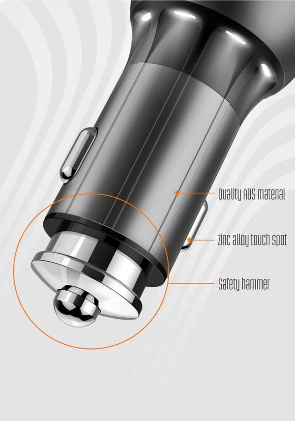 11374 LDNIO C503Q ΦΟΡΤΙΣΤΗΣ ΑΥΤΟΚΙΝΗΤΟΥ QC3.0, 2 PORTS + 1M LIGHTNING CABLE