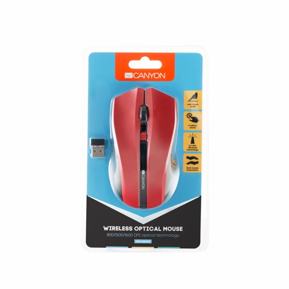 CANYON CMSW05R ΑΣΥΡΜΑΤΟ ΟΠΤΙΚΟ ΠΟΝΤΙΚΙ, 4 ΚΟΥΜΠΙΑ, ΚΟΚΚΙΝΟ