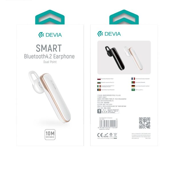 Devia Bluetooth earphone Smart 4.2 new white
