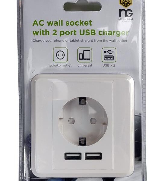 NG ΠΡΙΖΑ ΤΟΙΧΟΥ ME 2 USB PORTS, 2.4A, ΛΕΥΚΟ