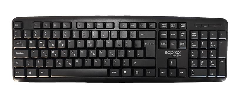 13097 APPROX ΠΛΗΚΤΡΟΛΟΓΙΟ USB MK210 BLACK GREEK