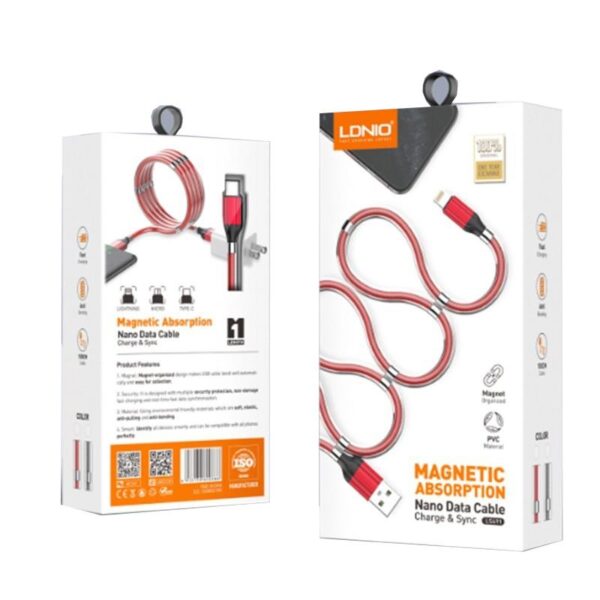 LDNIO ΚΑΛΩΔΙΟ ΦΟΡΤΙΣΗΣ LS491 ΜΕ ΜΑΓΝΗΤΕΣ, MICRO USB, ΚΟΚΚΙΝΟ
