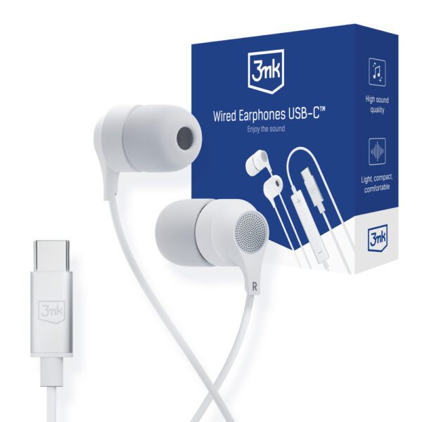 USB-C 3mk Wired Headphones - whiteeng