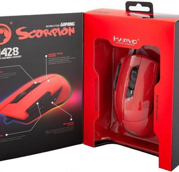 15180 MARVO M428 ΕΝΣΥΡΜΑΤΟ GAMING ΠΟΝΤΙΚΙ, 4800DPI 7 ΠΡΟΓΡ. ΠΛΗΚΤΡΑ, ΚΟΚΚΙΝΟ